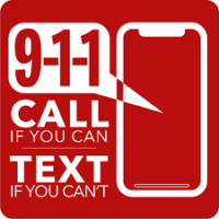 red background and the words 911 call if you can text if you can